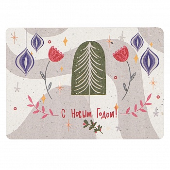 Новогодняя "Растущая открытка" из "Живой бумаги" 10х15 "Елка с цветами"